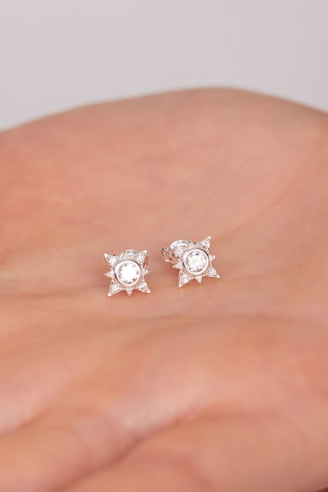 Heliophilia Silver Pendientes de Plata Esterlina 925